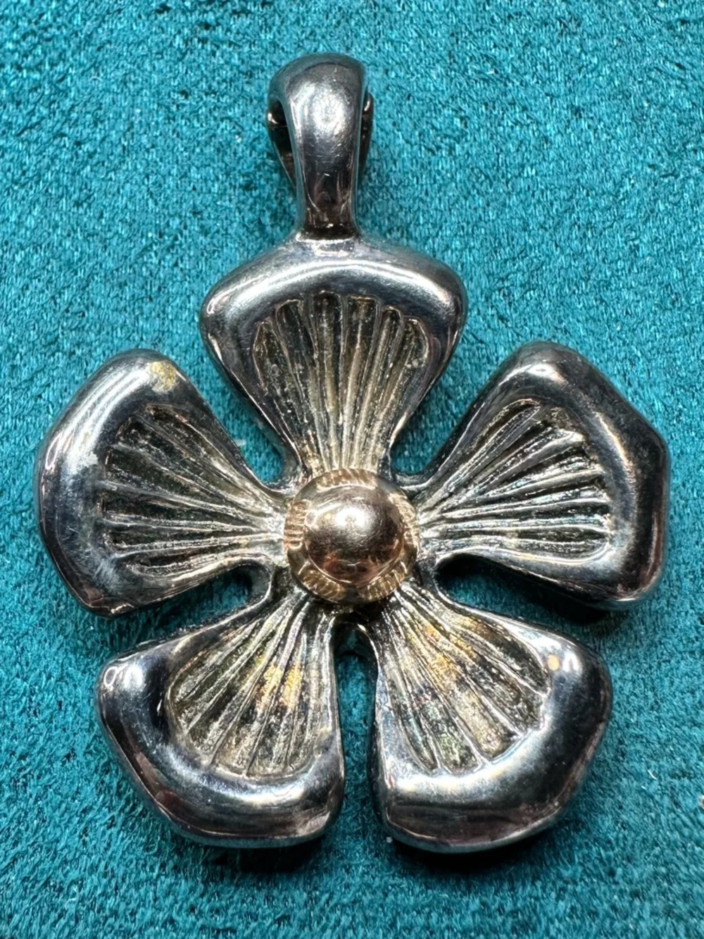 Joseph Esposito 14k Gold & Sterling Silver Flower Pendant Enhancer - Picture 1 of 8